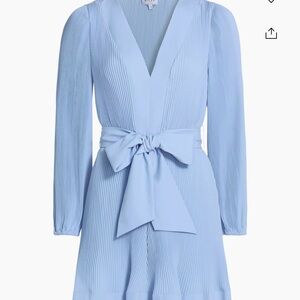Milly Liv Pleated Tie-Waist Minidress Blue size 2.